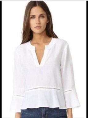 Cloth & Stone Poet Blouse with Tie Sleeves in white, size Small